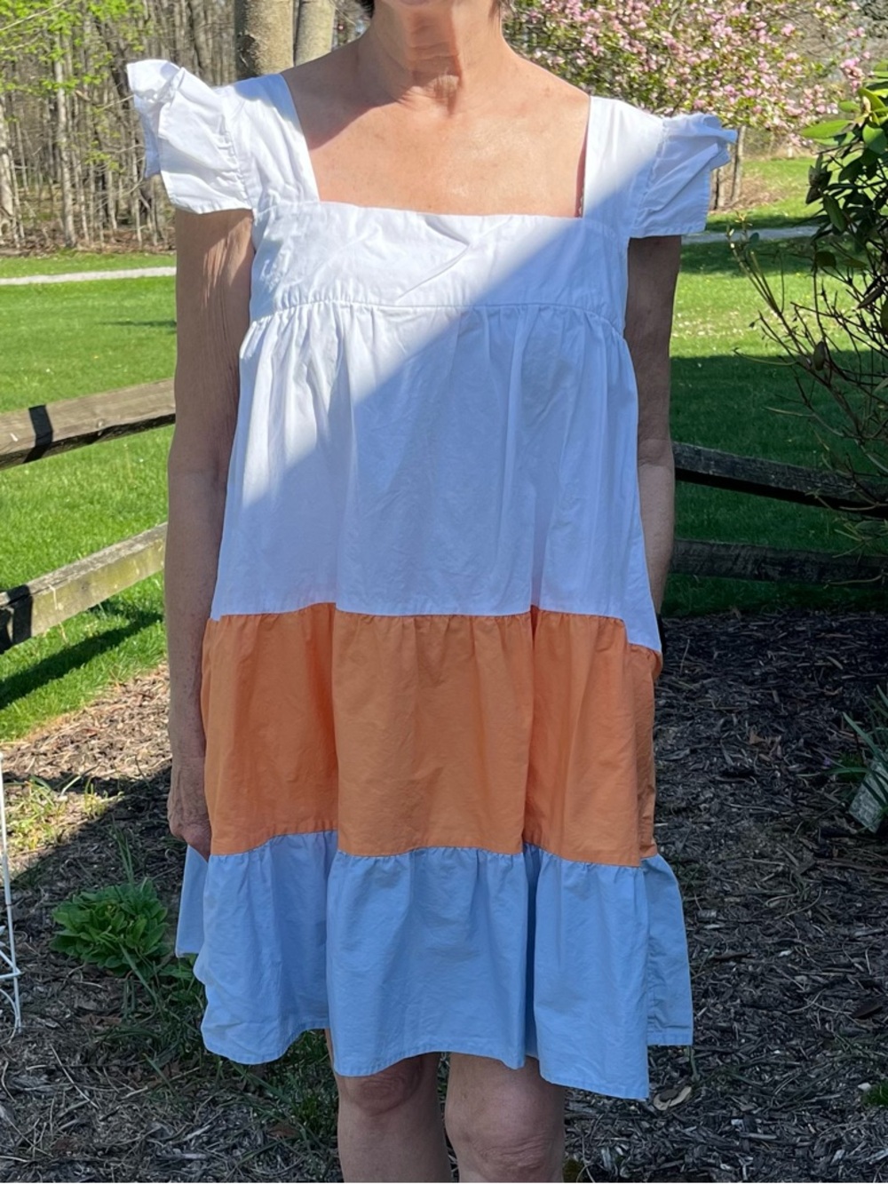 Summer Knee Length Shift Dress with Pockets - Size M